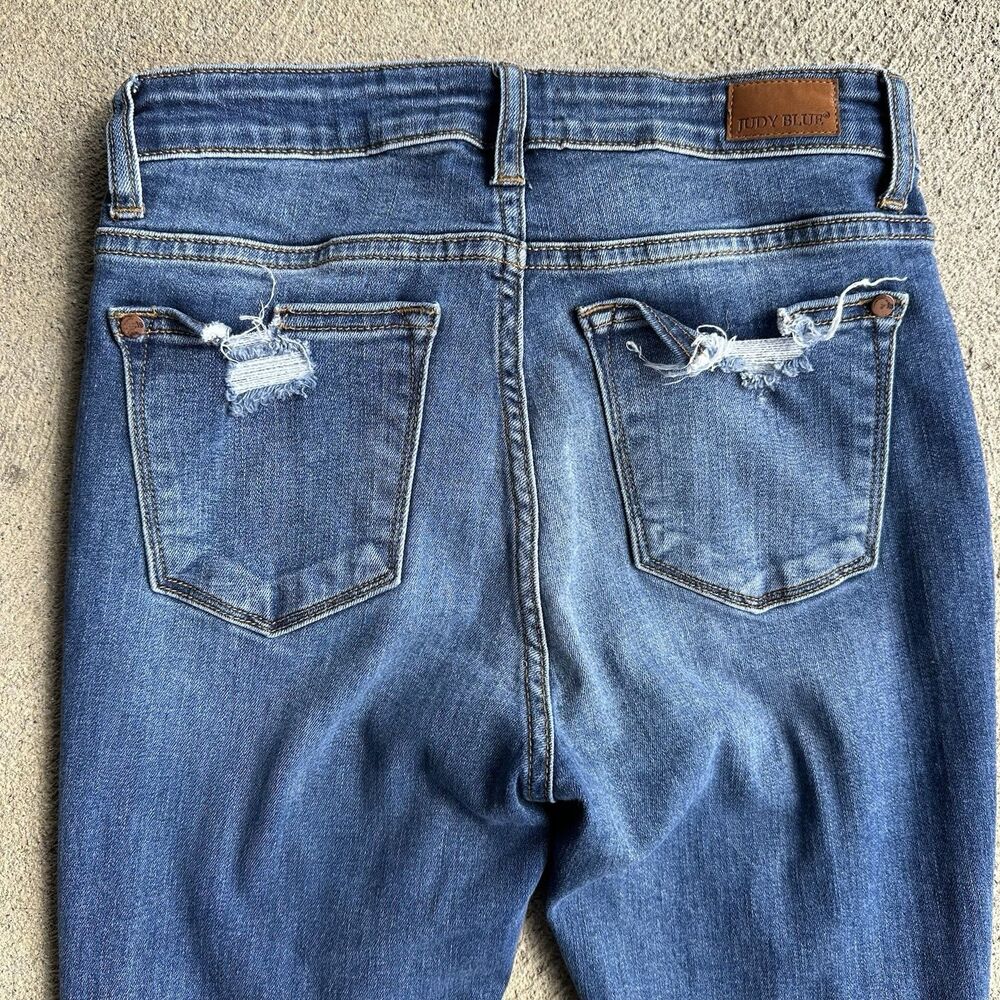 Judy Blue Jeans Womens 3 (26) Blue Skinny Fit Mid Rise Stretch Distressed Denim - Picture 15 of 16